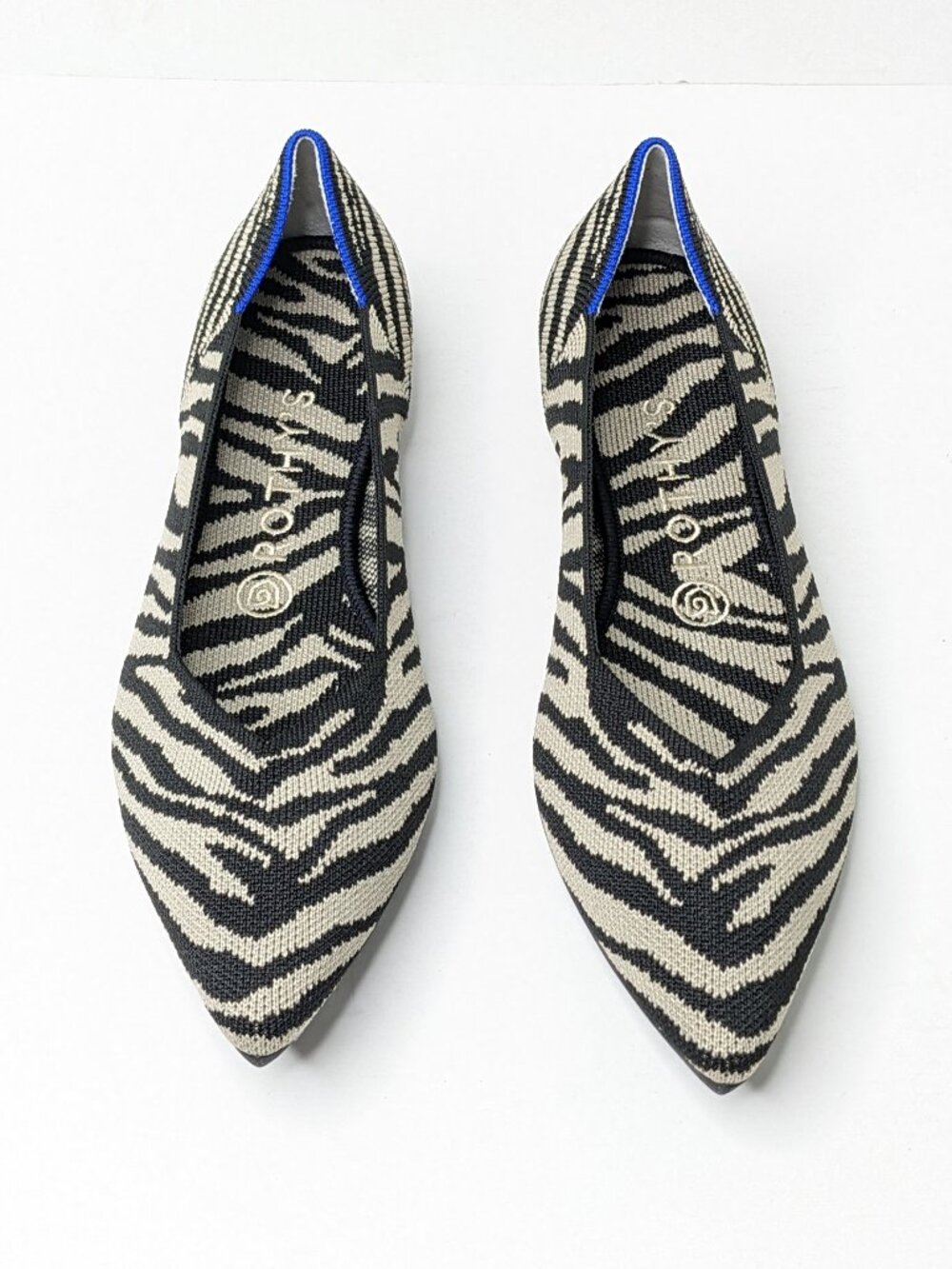 Rothy's The Point Casual Slip-On Ballet Flats Black Zebra Womens 9